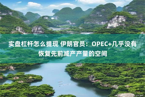 实盘杠杆怎么提现 伊朗官员：OPEC+几乎没有恢复先前减产产量的空间