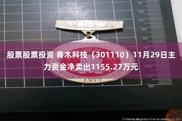 股票股票投资 青木科技（301110）11月29日主力资金净卖出1155.27万元