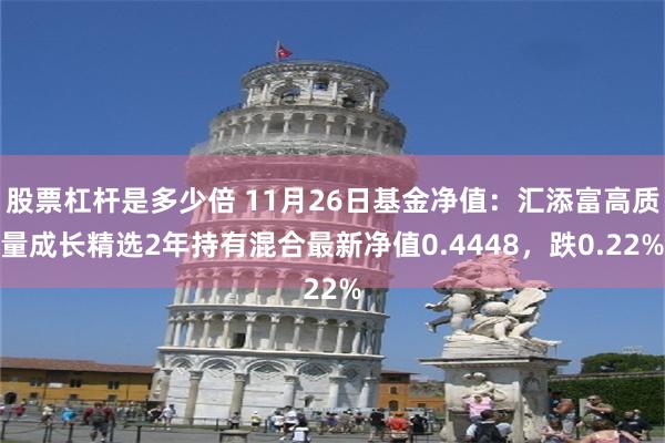 股票杠杆是多少倍 11月26日基金净值：汇添富高质量成长精选2年持有混合最新净值0.4448，跌0.22%